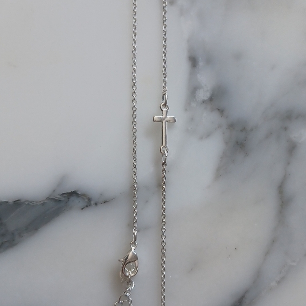 Dainty sideways cross necklace